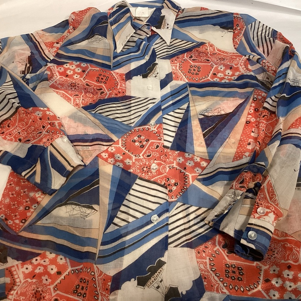 Fire Islander vintage sheer blouse with nautical design Womens size 11/12. - Picture 11 of 11